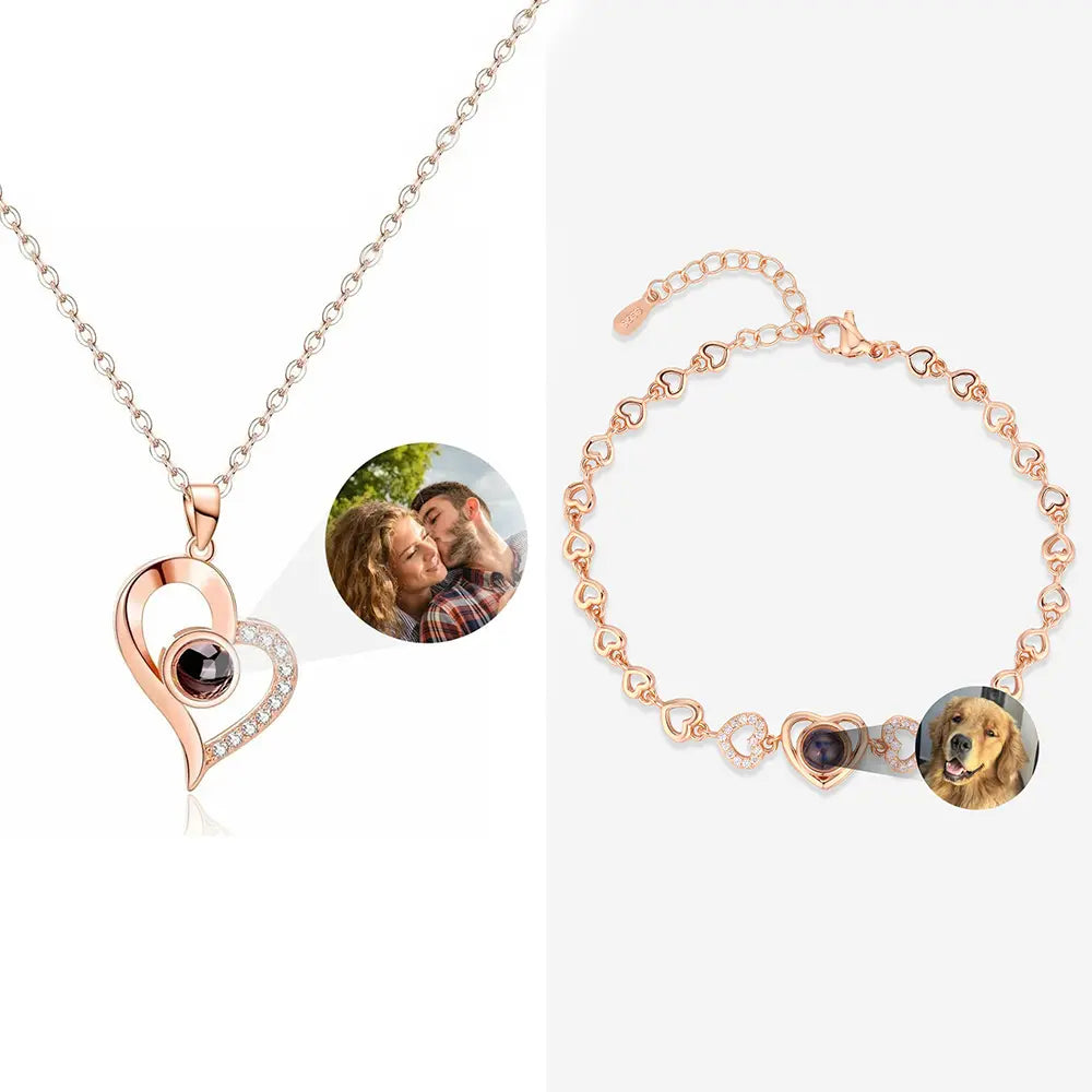 Custom Photo Projection Necklace and Bracelets With Picture Inside(2 Items) Printsforpet