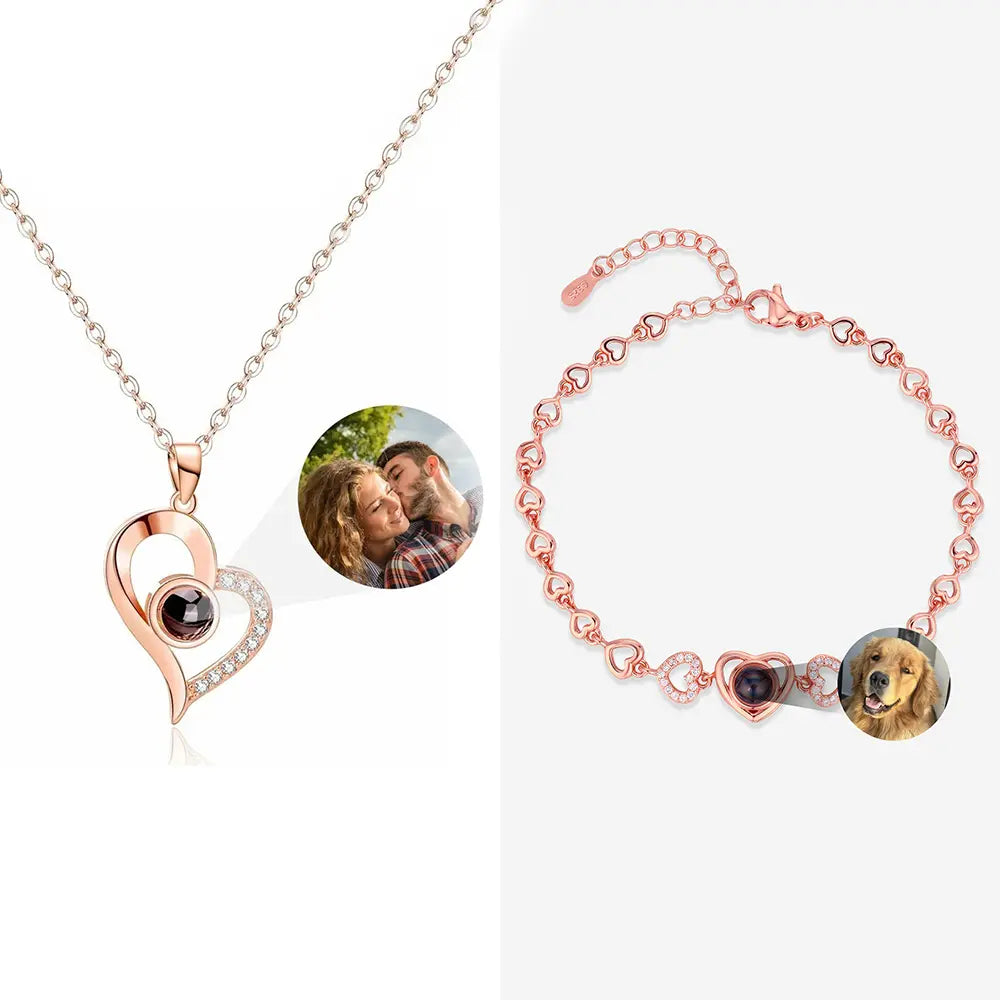 Custom Photo Projection Necklace and Bracelets With Picture Inside(2 Items) Printsforpet