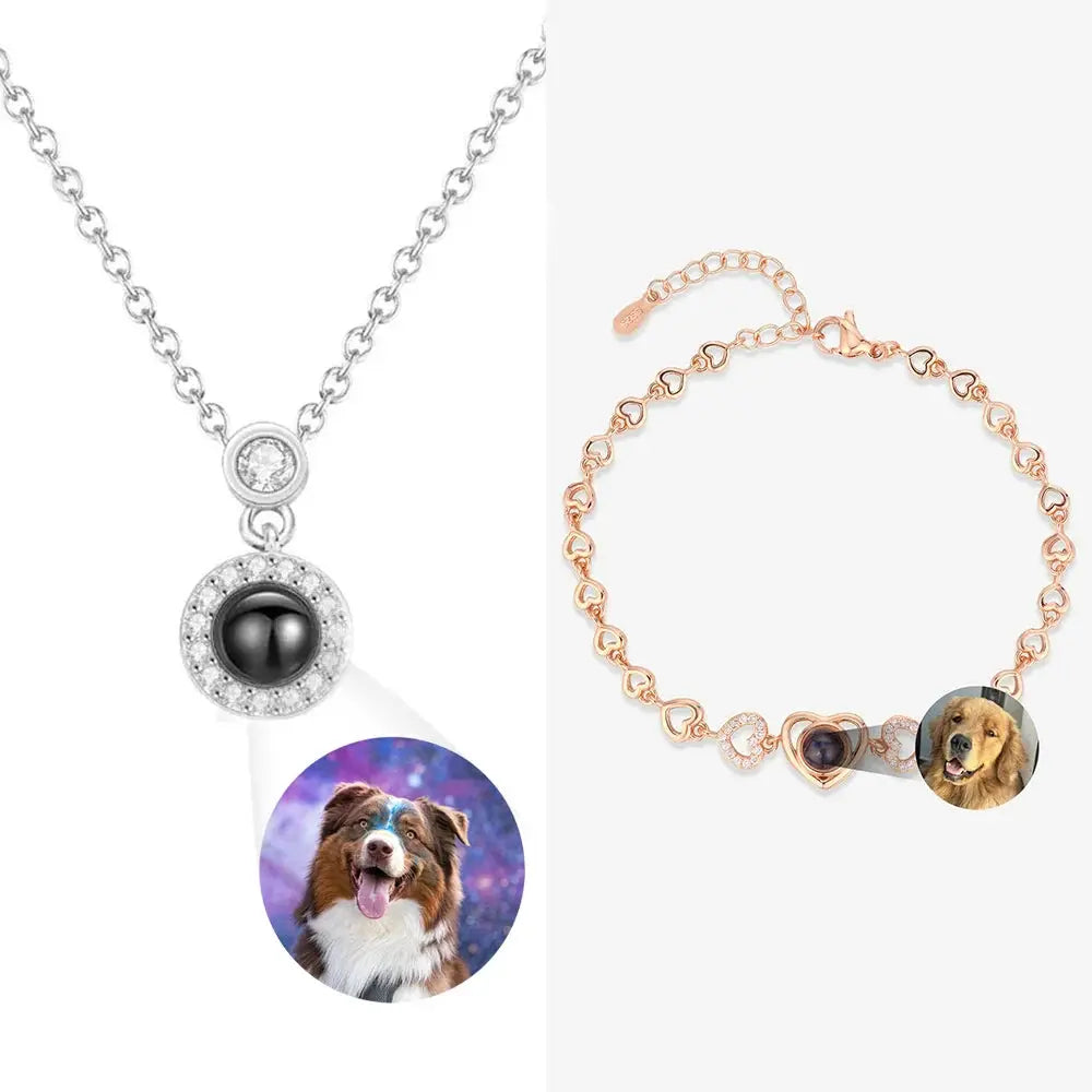 Custom Photo Projection Necklace and Bracelets With Picture Inside(2 Items) Printsforpet