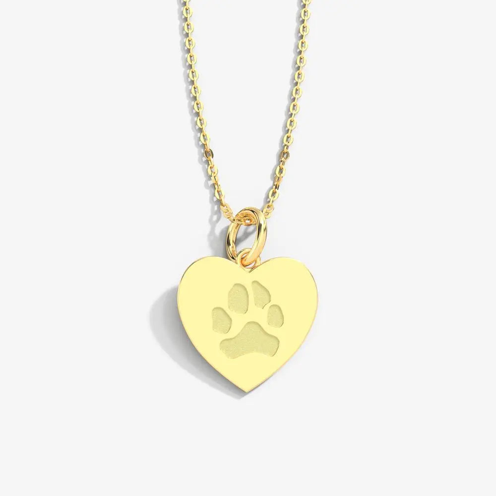 Double-Sided Custom Paw Heart Necklace Printsforpet