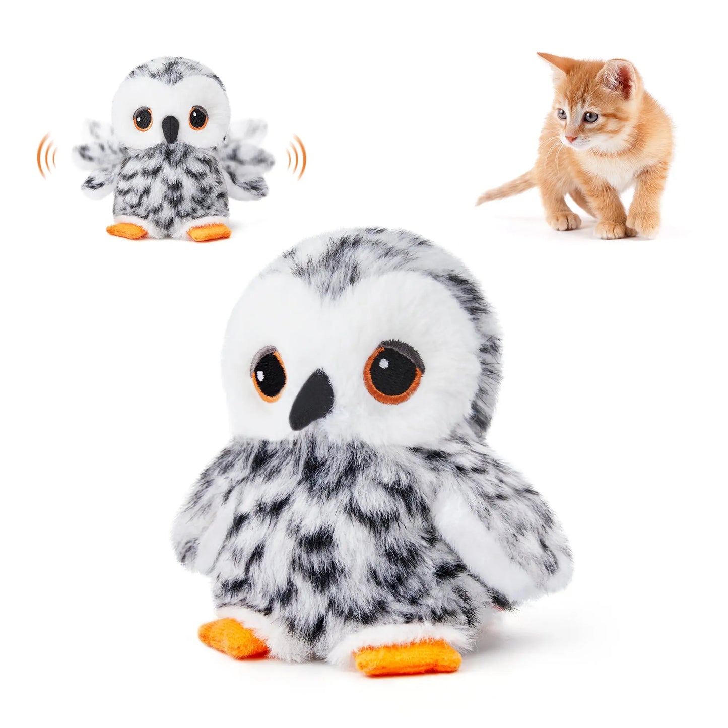 Cat Toy Flapping Snowy Owl - Printsforpet