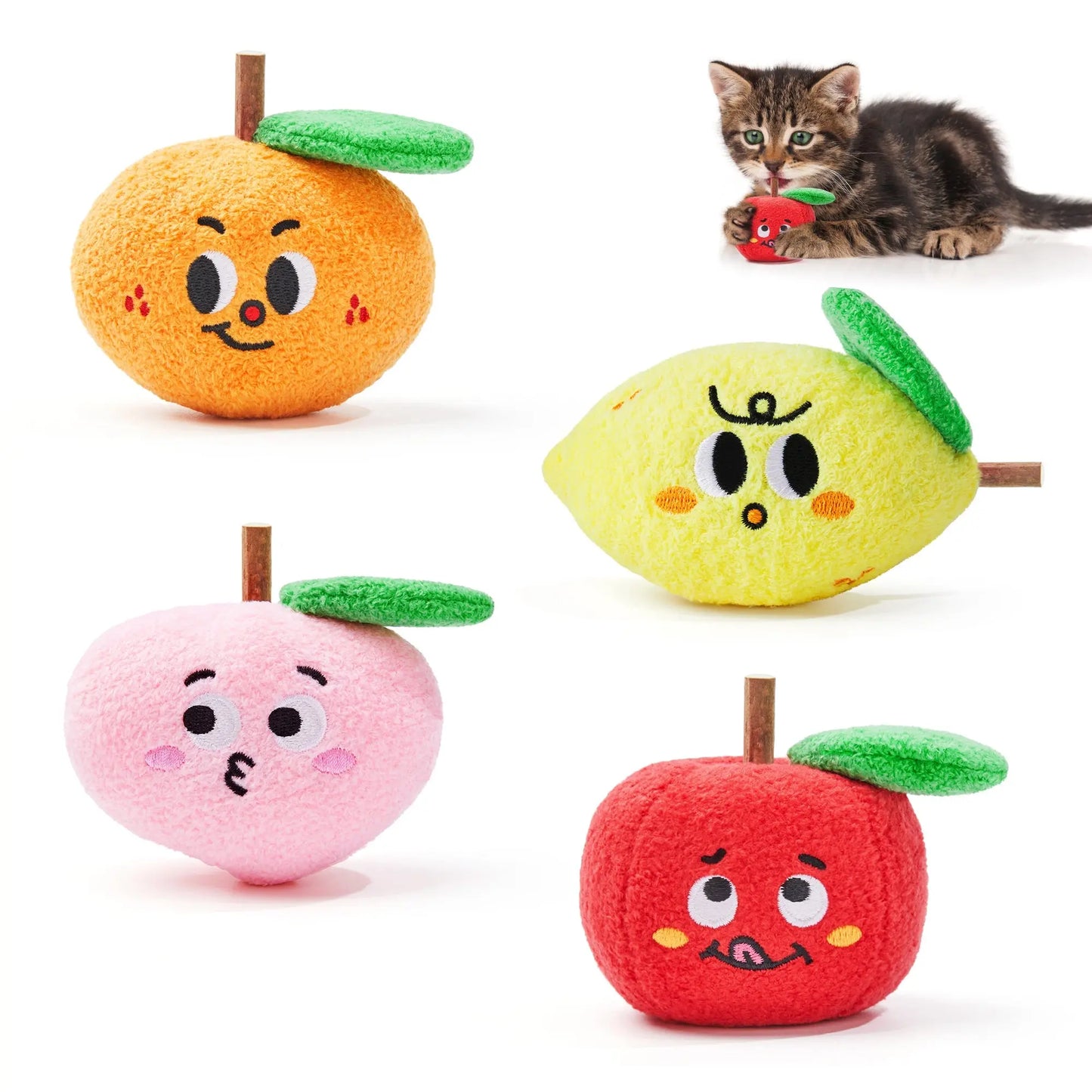 Cat Toys Fruit Styles 4 Pcs with Catnip and Crinkle Sound - Printsforpet