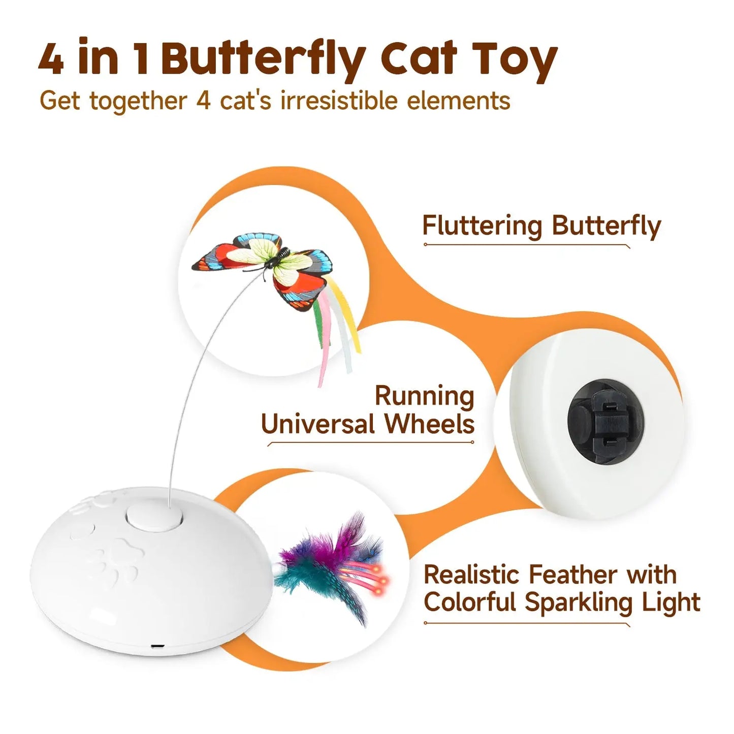 Cat Toys, 4-in-1 Rechargeable Interactive Automatic Kitten Toy - Printsforpet