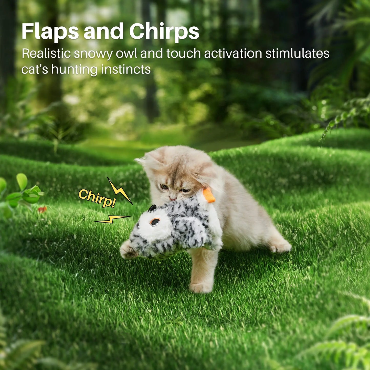 Cat Toy Flapping Snowy Owl - Printsforpet