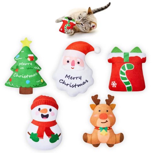 Christmas Cat Toys 5 Pcs with Catnip and Crinkle Sound - Printsforpet