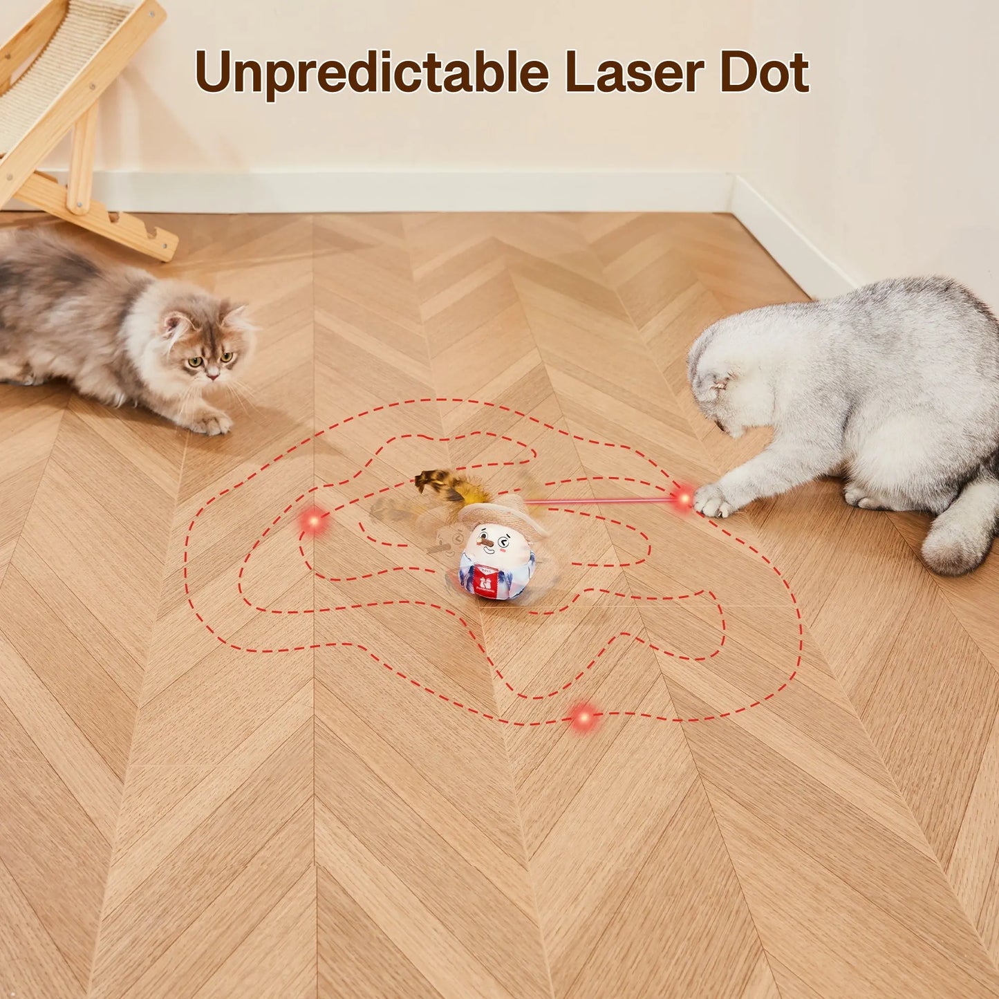 Electric Self-Wobble Cat Laser Toy, Irregular Laser Movements - Printsforpet