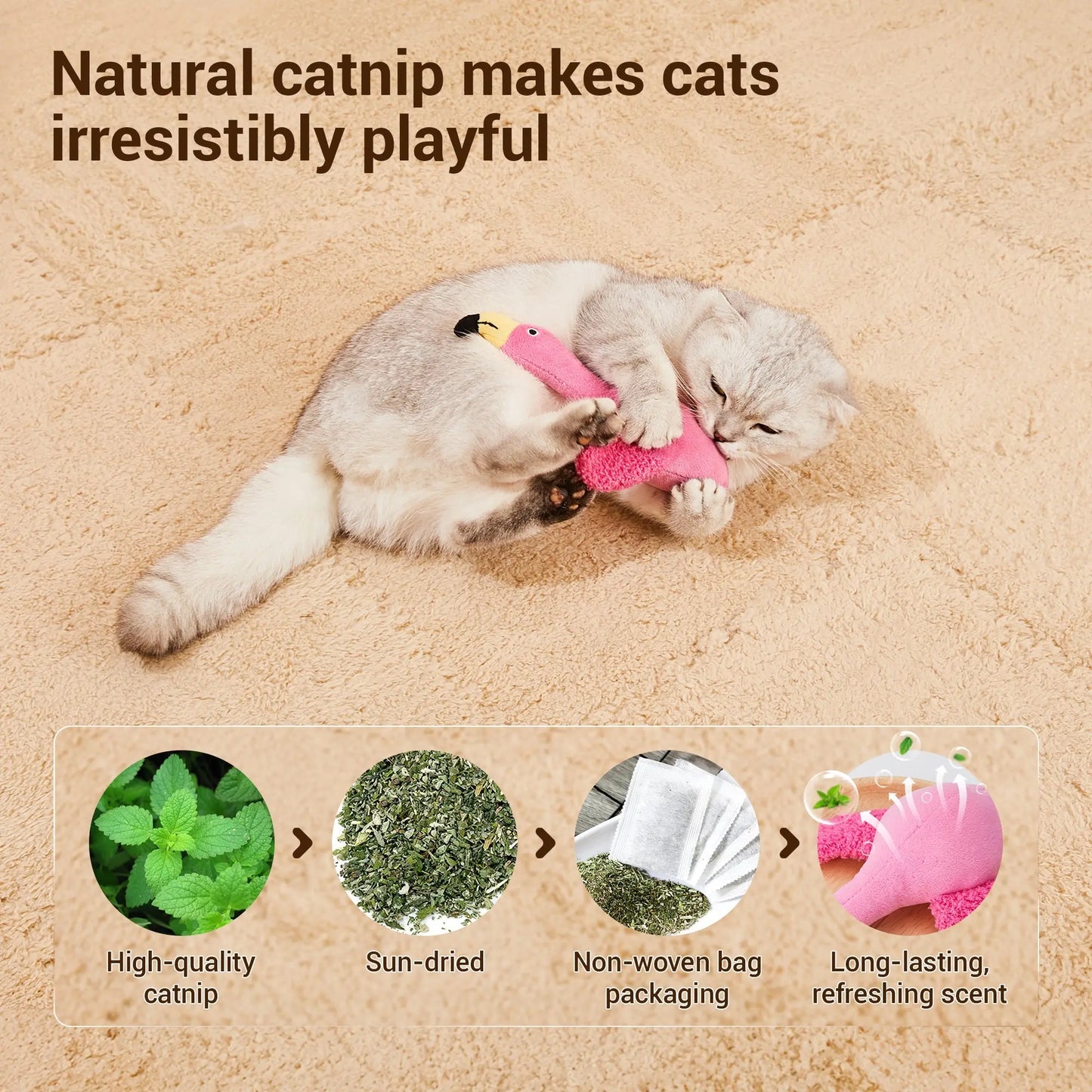 Catnip Bird Cat Toys, 2 Pcs Crinkle Sound Toys Soft and Durable - Printsforpet