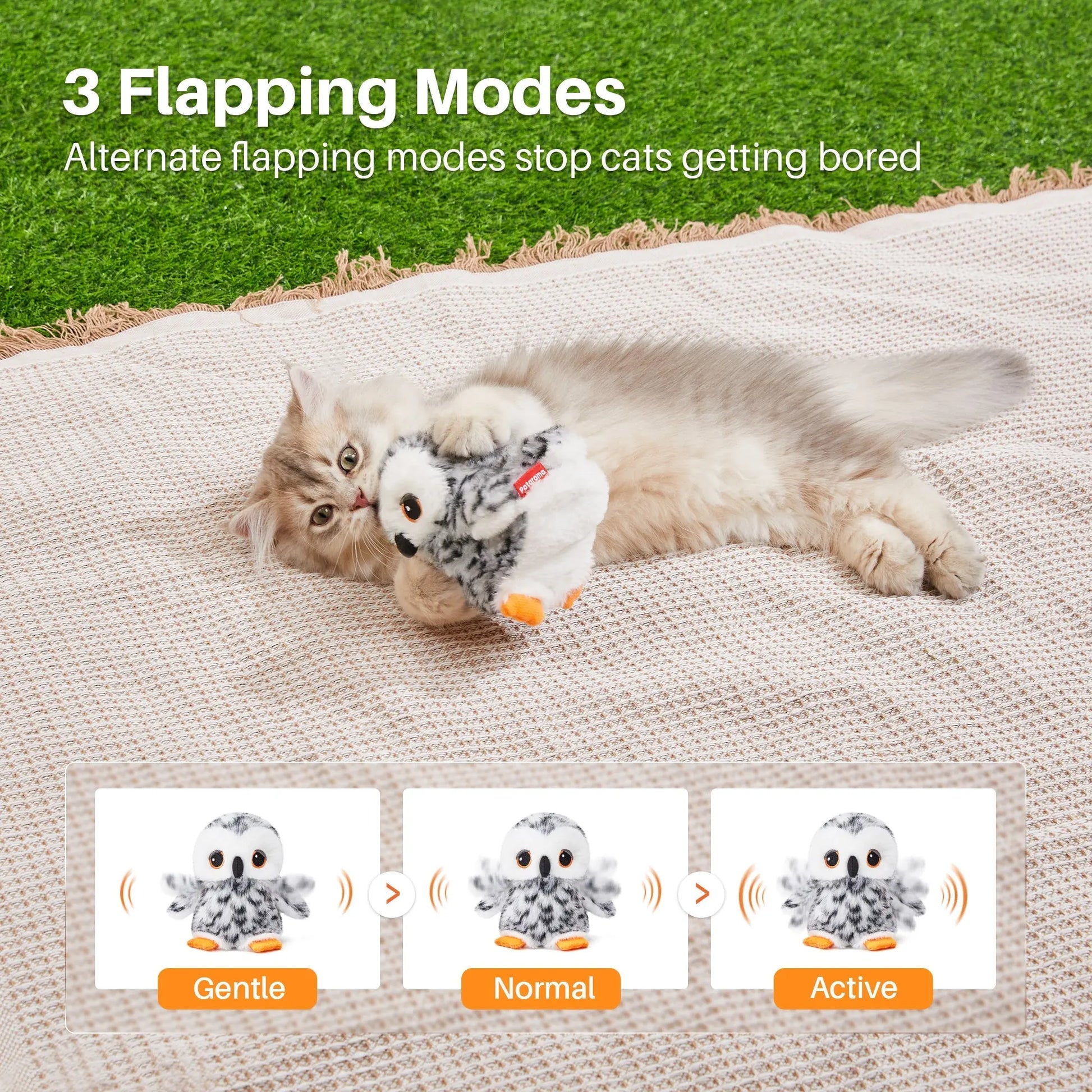 Cat Toy Flapping Snowy Owl - Printsforpet