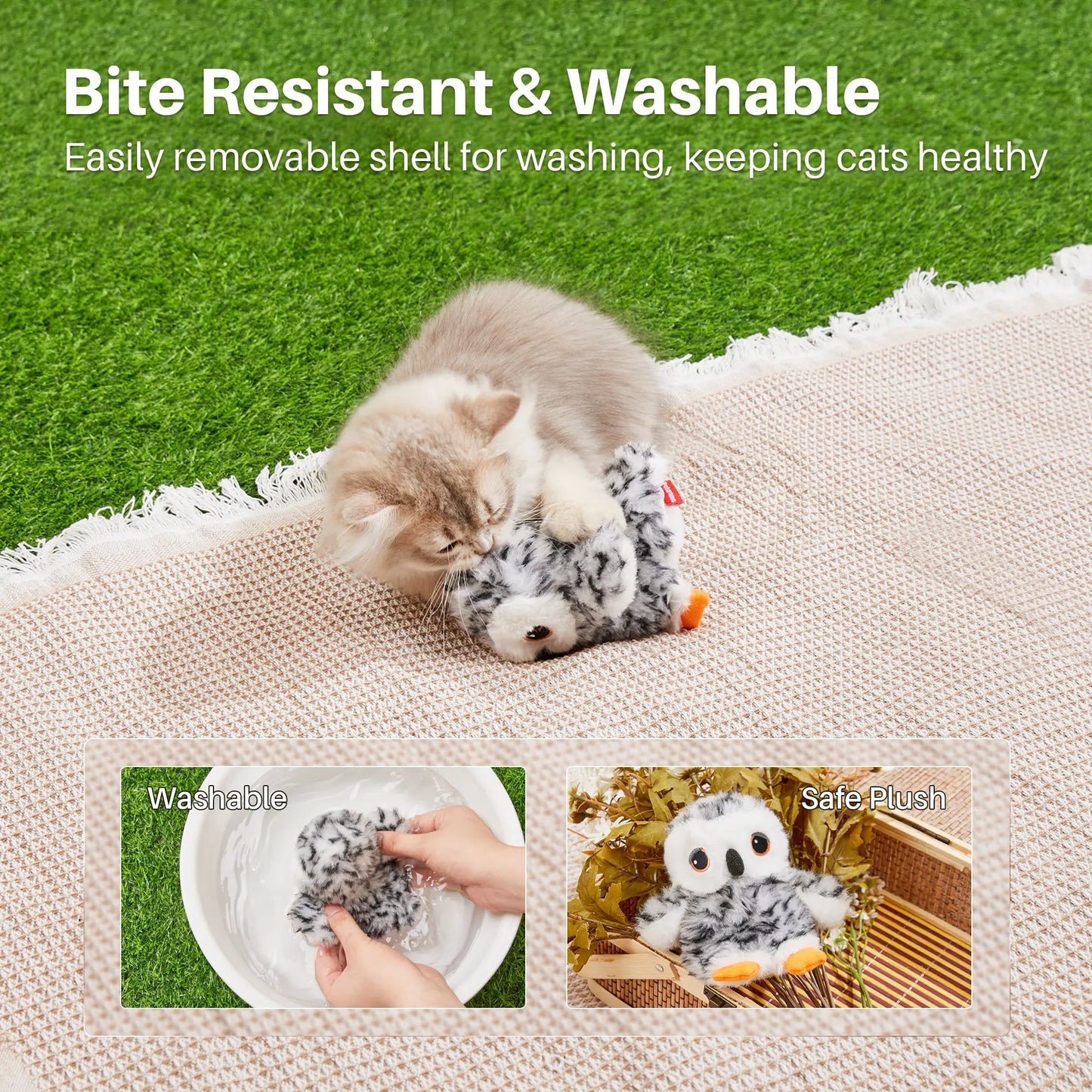 Cat Toy Flapping Snowy Owl - Printsforpet