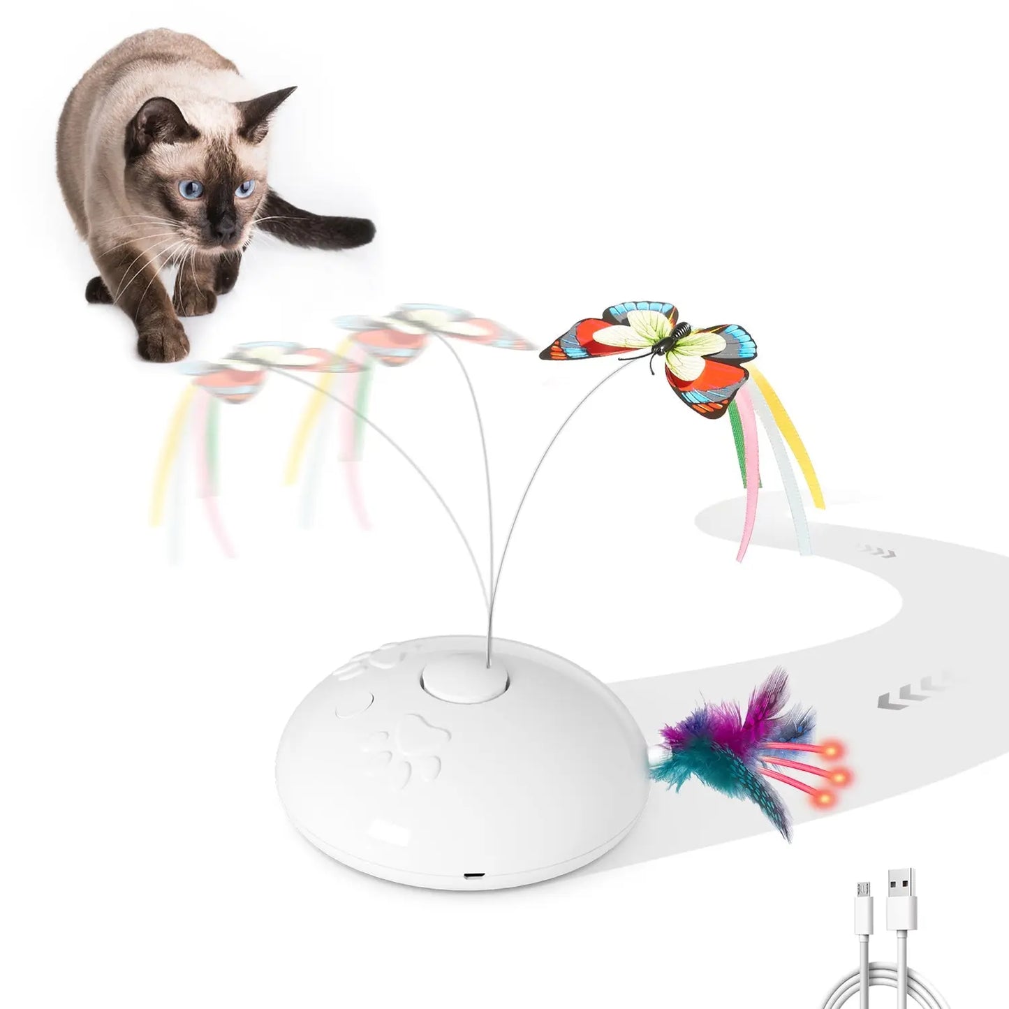 Cat Toys, 4-in-1 Rechargeable Interactive Automatic Kitten Toy - Printsforpet