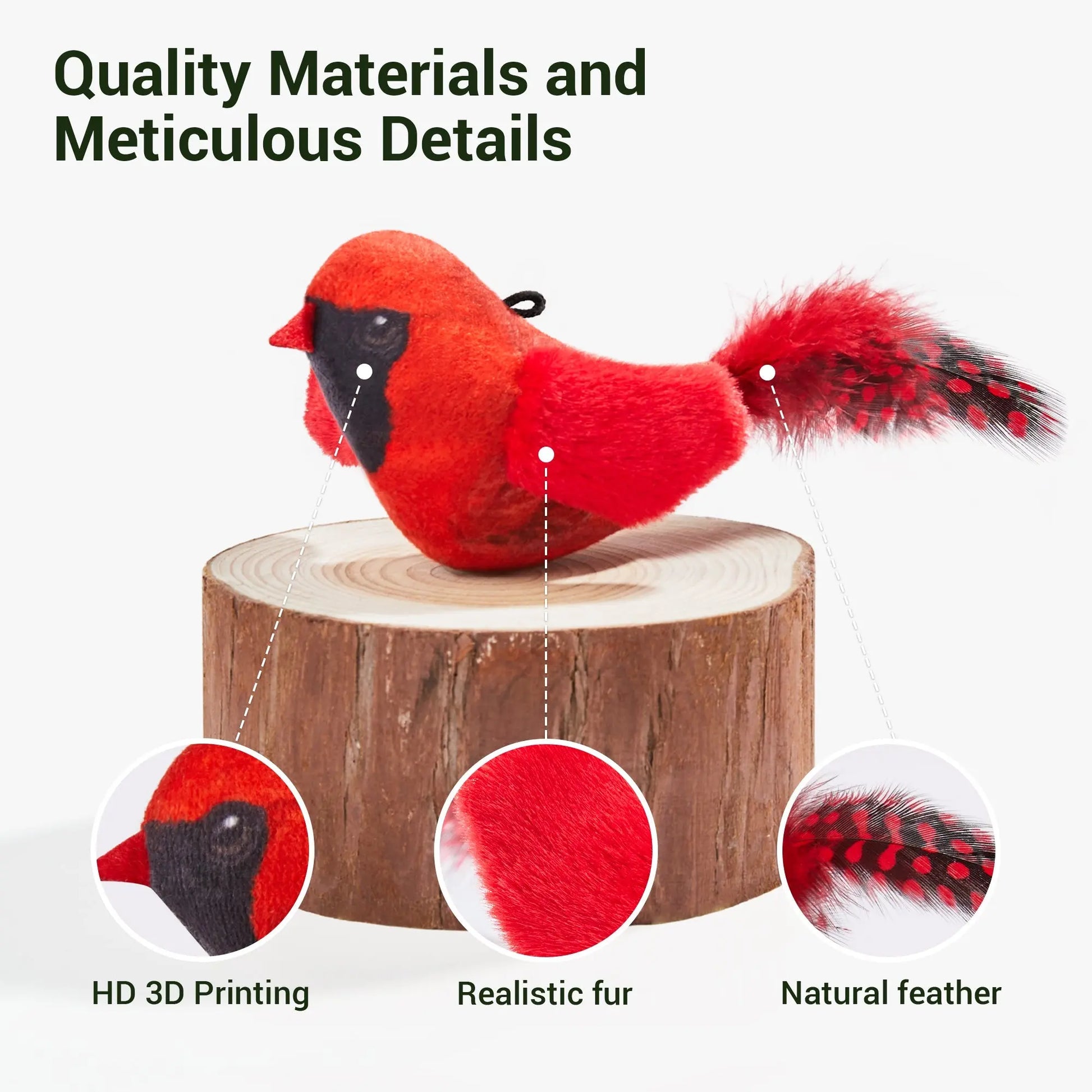 Chirping Birds Cat Toys 2 Pcs: Northern Cardinal & Silver-throated Tanager - Printsforpet