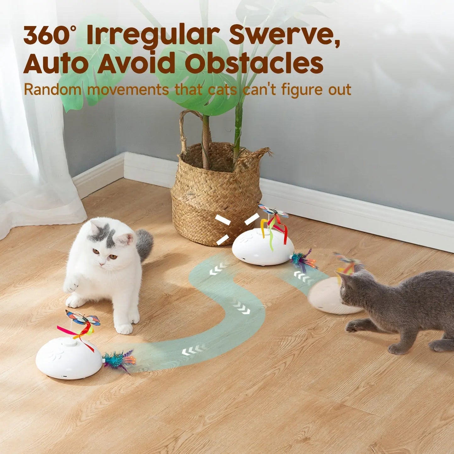 Cat Toys, 4-in-1 Rechargeable Interactive Automatic Kitten Toy - Printsforpet