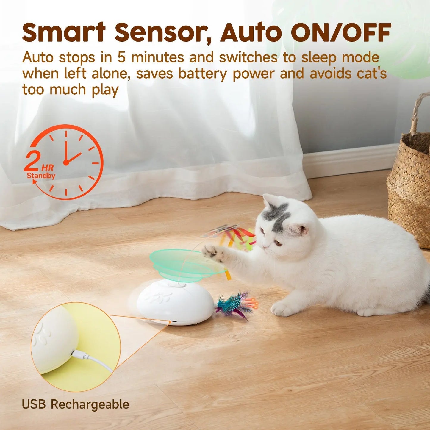 Cat Toys, 4-in-1 Rechargeable Interactive Automatic Kitten Toy - Printsforpet