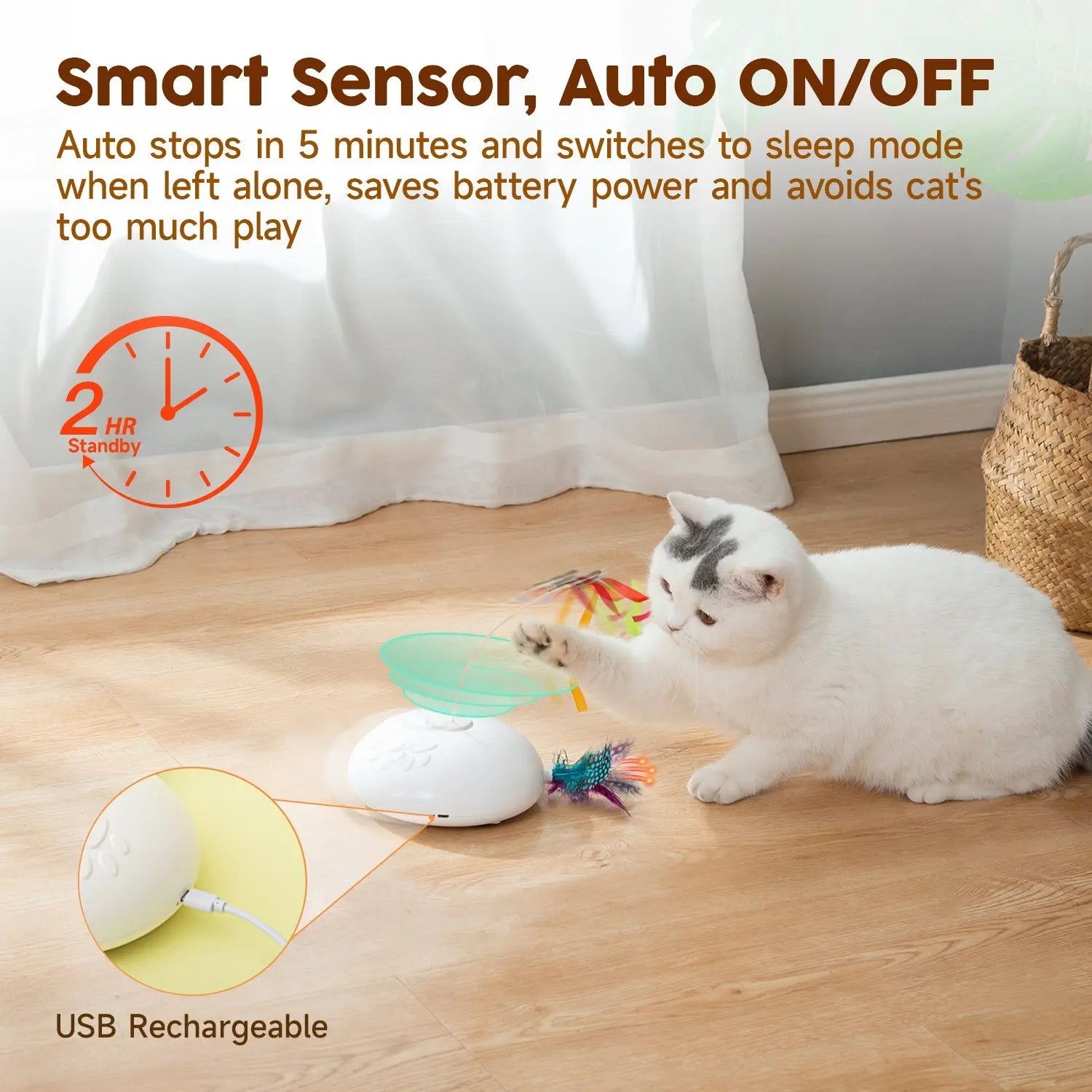 Cat Toys, 4-in-1 Rechargeable Interactive Automatic Kitten Toy - Printsforpet