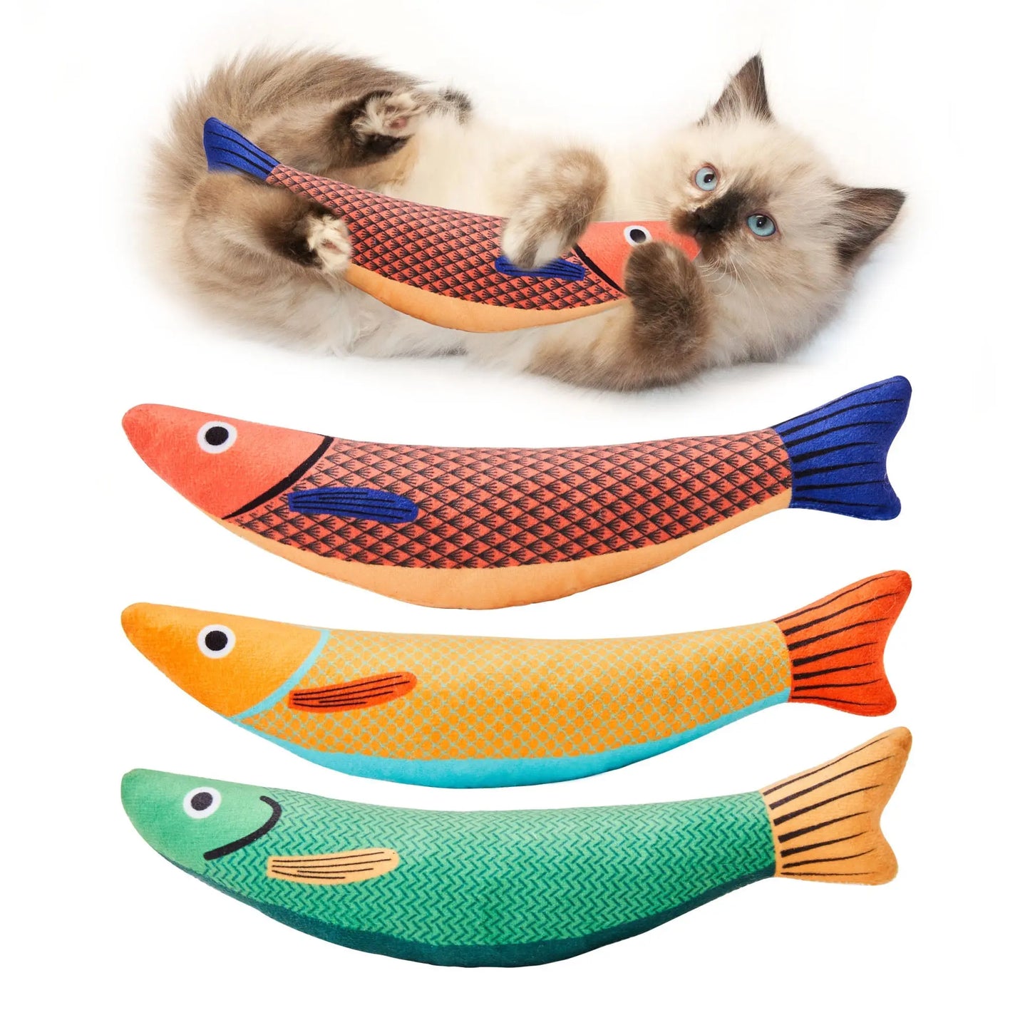 Cat Toys Saury Fish, 3 Pack Catnip Crinkle Sound Toys - Printsforpet