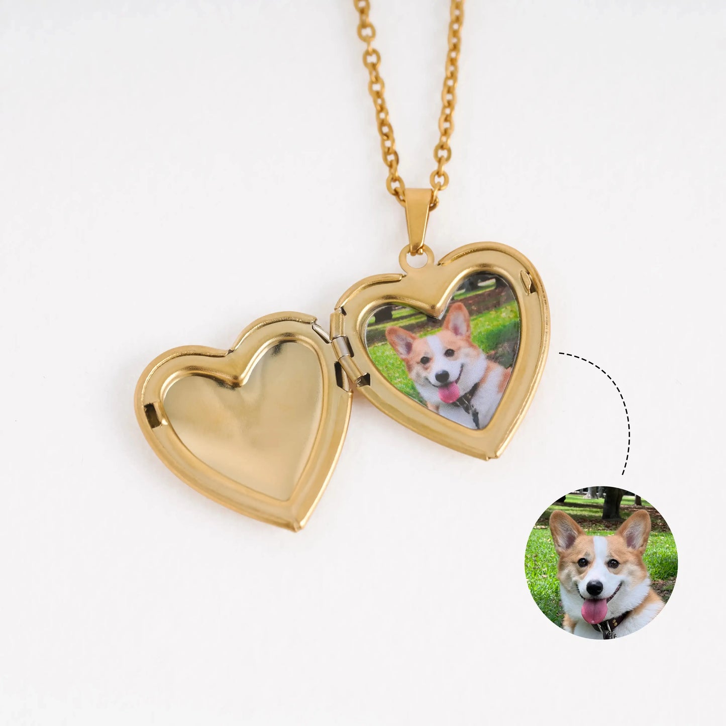 Custom Pet Portrait Locket Heart Necklace Printsforpet