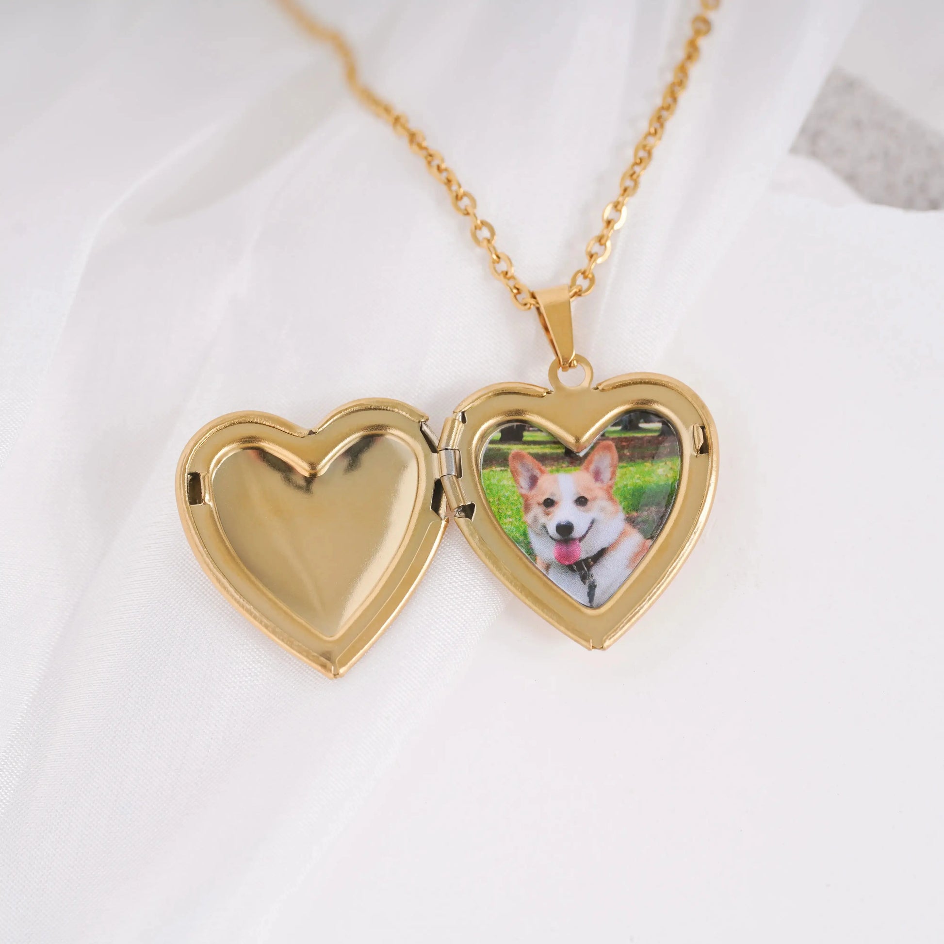 Printsforpet Custom Pet Portrait Locket Heart Necklace Printsforpet