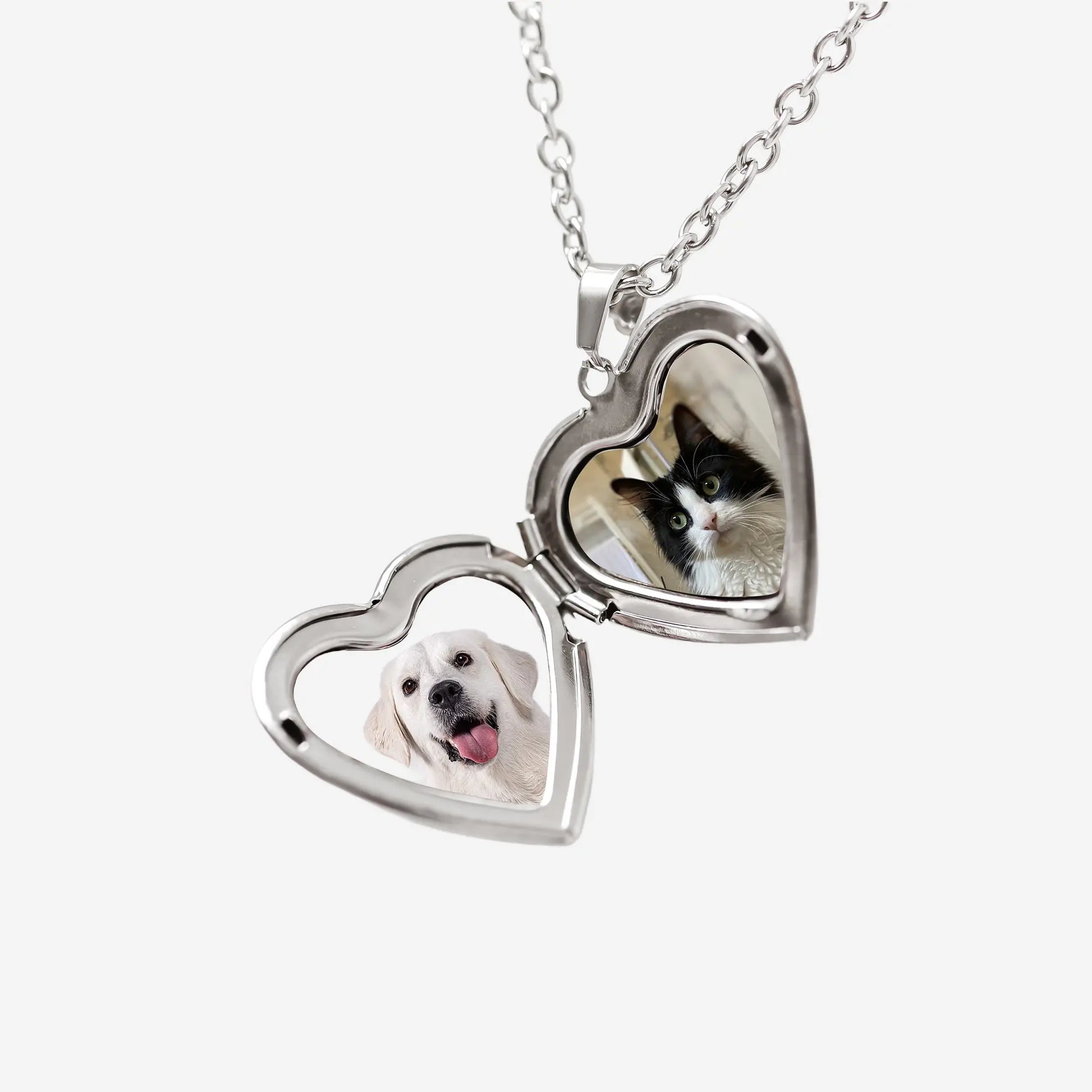 Custom Pet Portrait Locket Heart Necklace Printsforpet