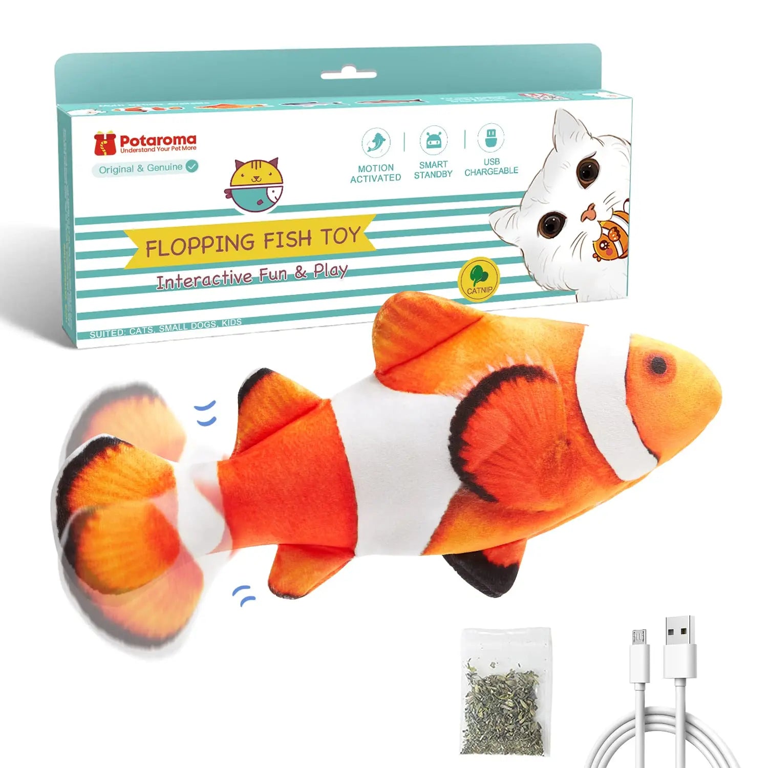 Cat Toys Flopping Fish with Silvervine and Catnip - Printsforpet