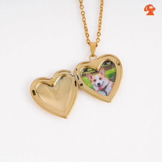 Printsforpet Custom Pet Portrait Locket Heart Necklace Printsforpet