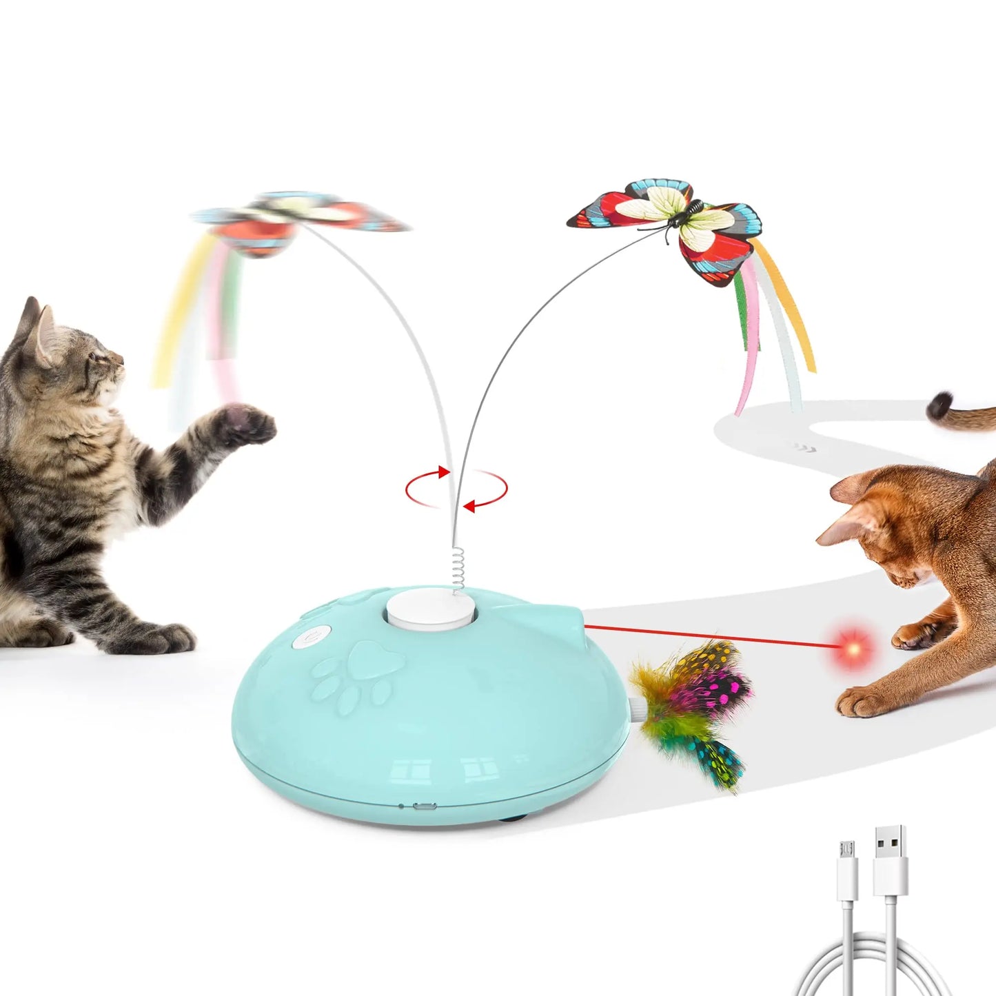 Cat Laser Toys Interactive, 4in1 Rechargeable Kitten Toy - Printsforpet