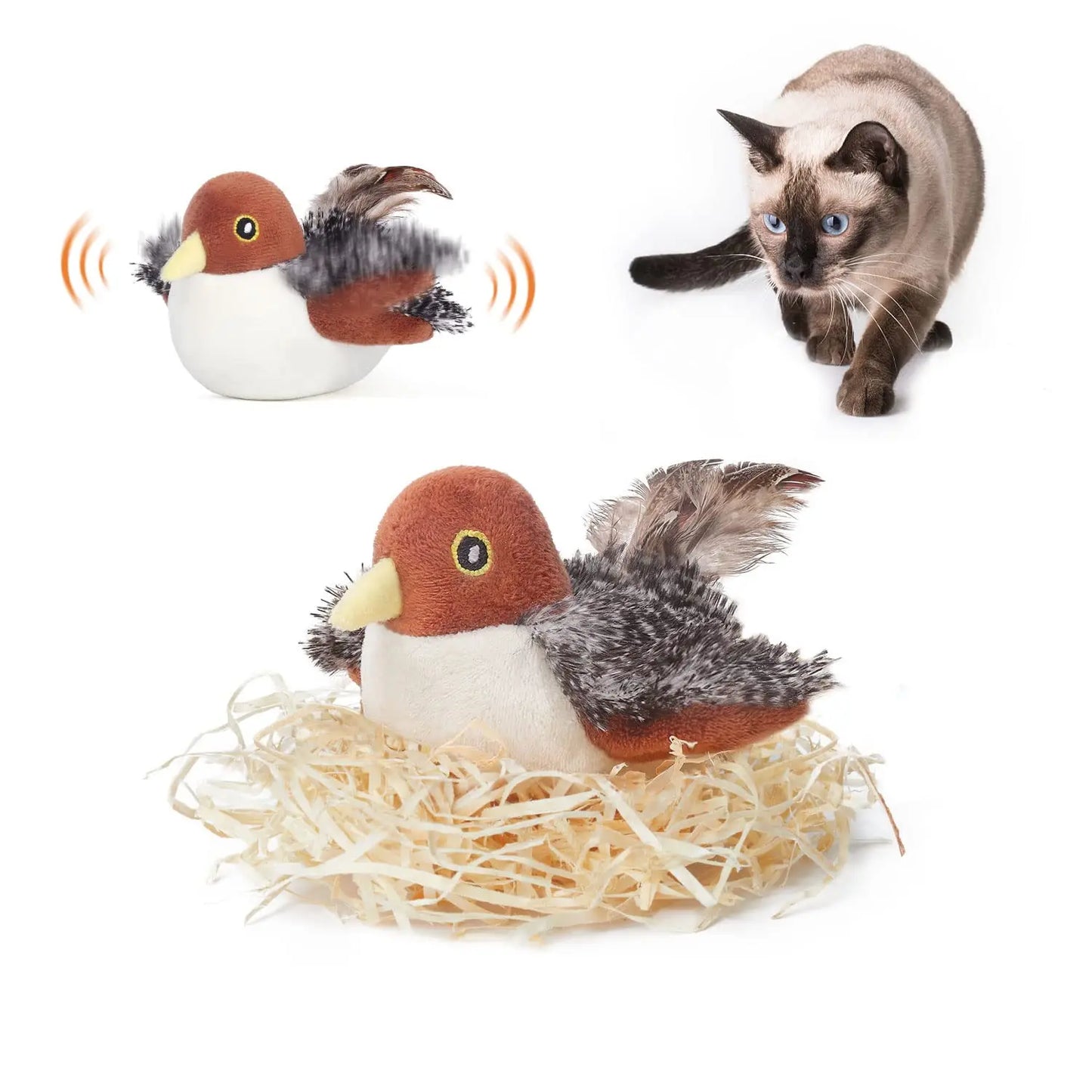 Cat Toy Rechargeable Flapping Bird Sparrow - Printsforpet