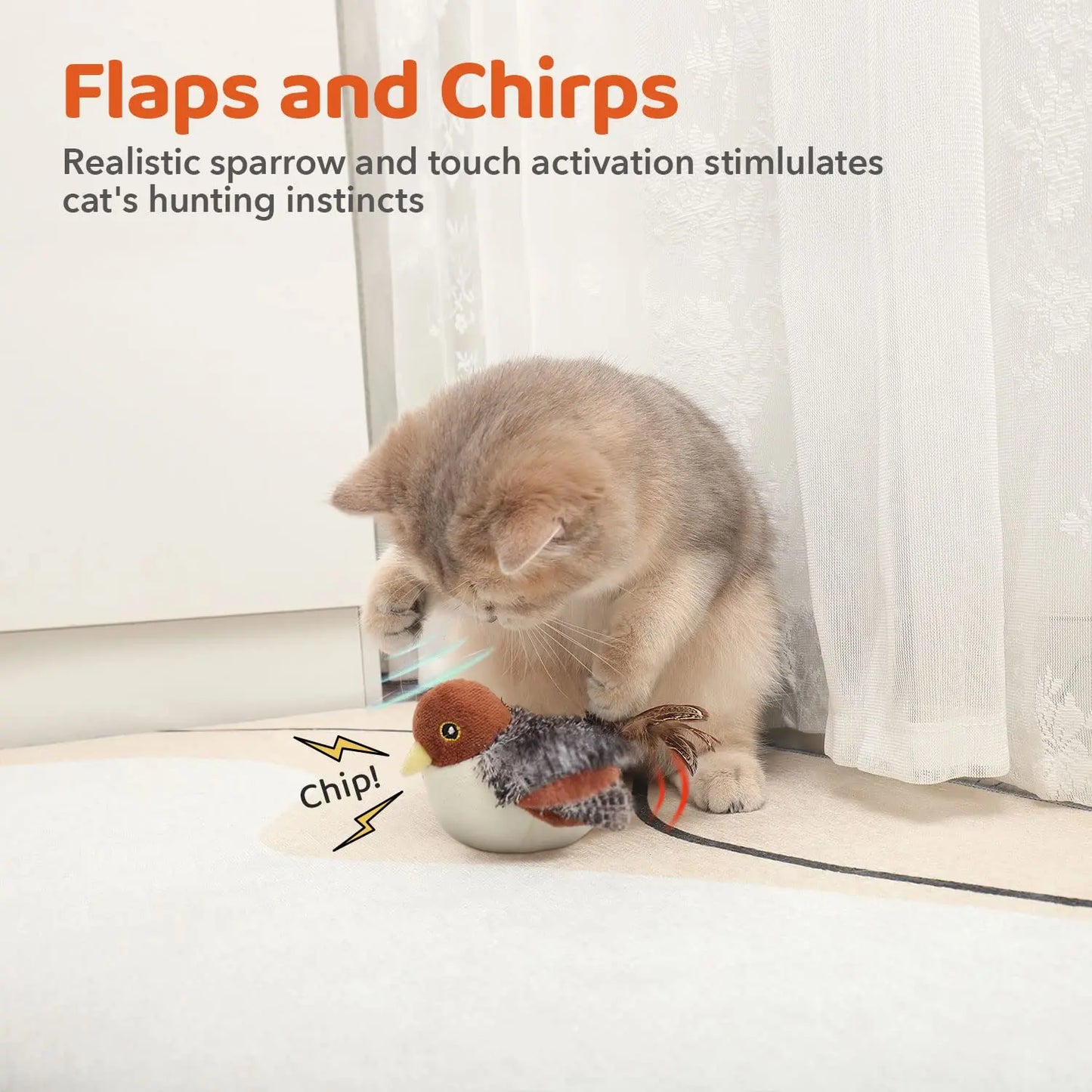 Cat Toy Rechargeable Flapping Bird Sparrow - Printsforpet