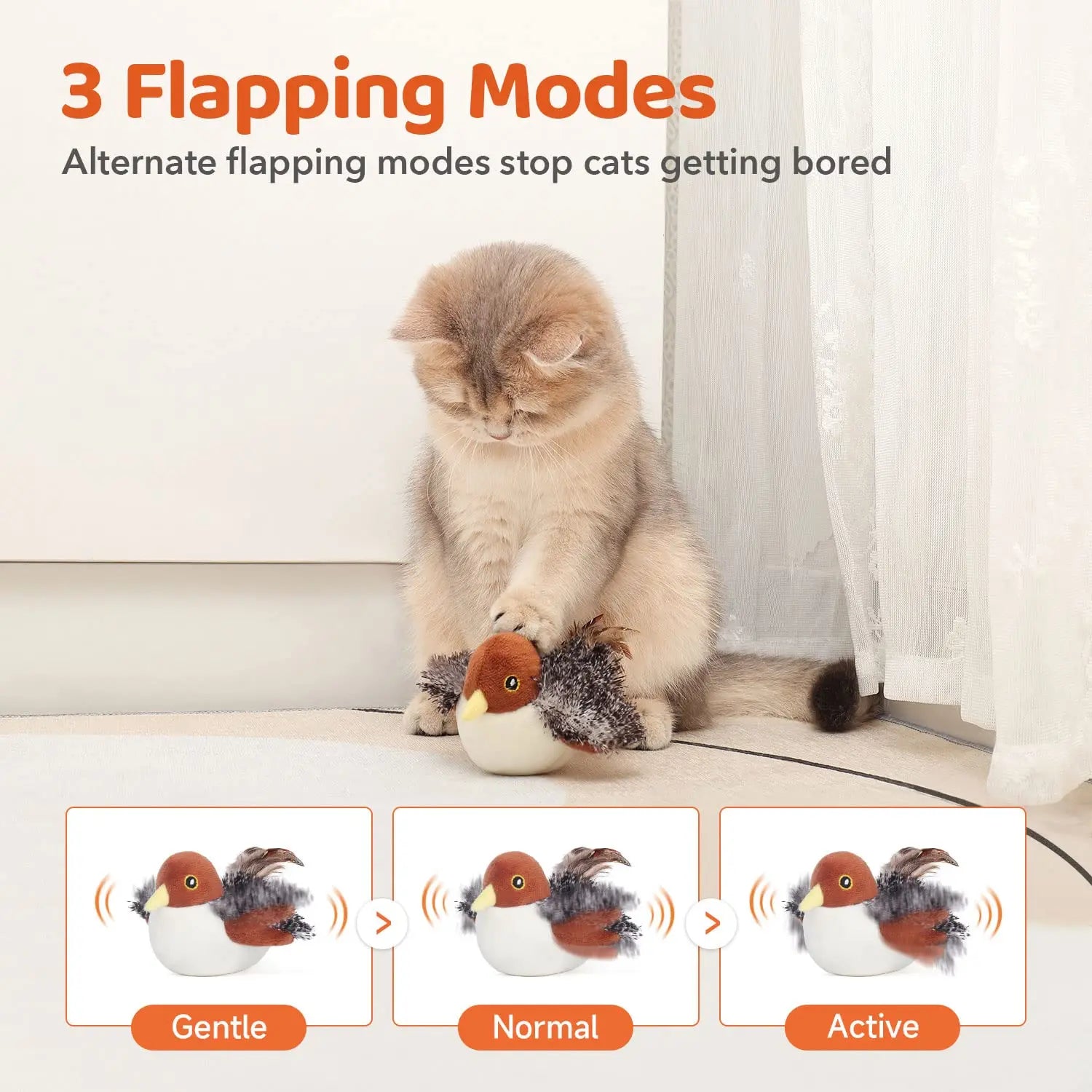 Cat Toy Rechargeable Flapping Bird Sparrow - Printsforpet