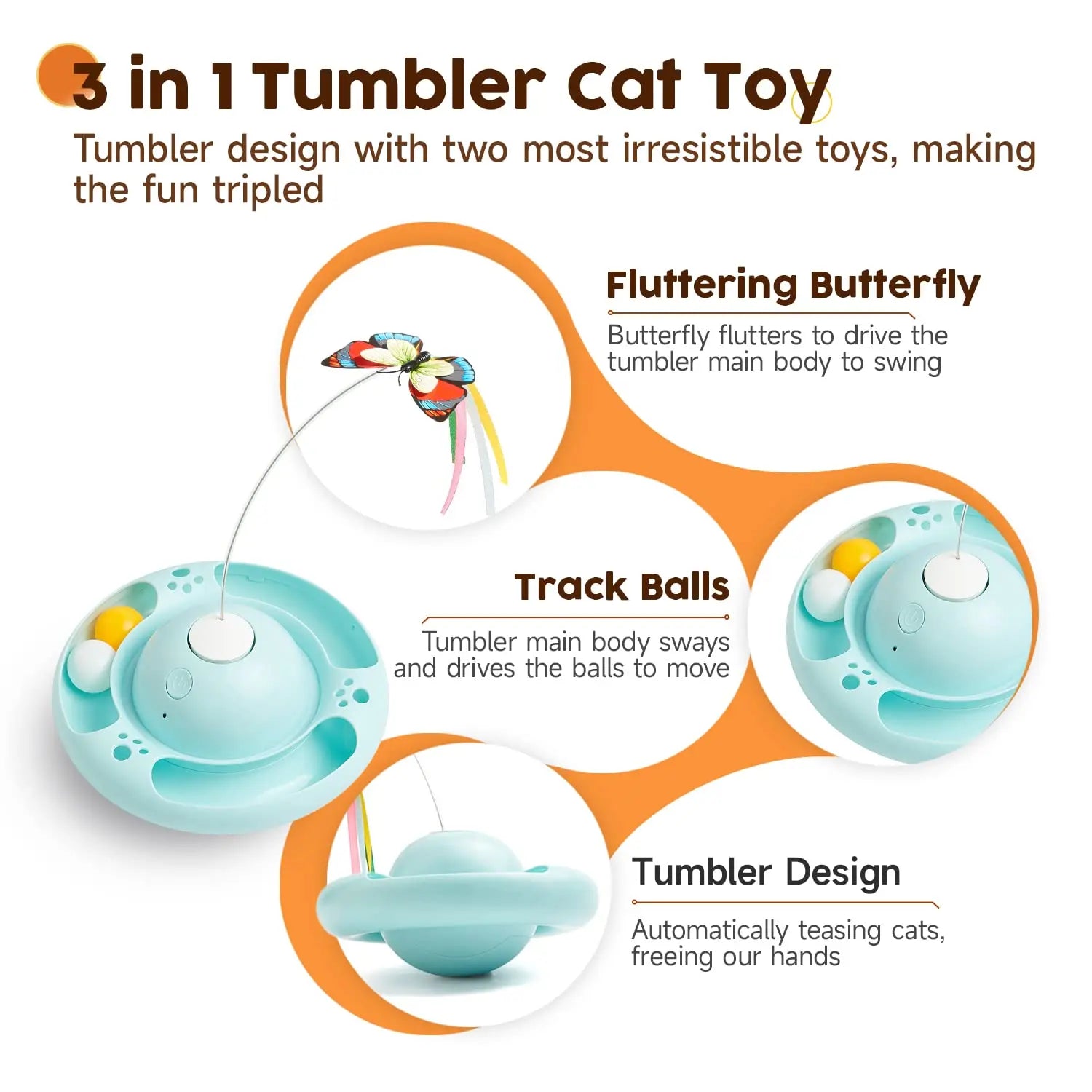 Cat Toys Tumbler Smart Interactive Electronic Kitten Toy - Printsforpet