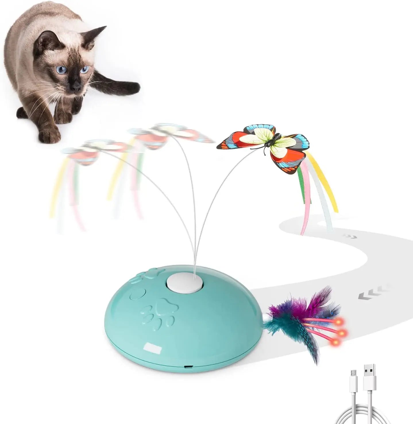 Cat Toys, 4-in-1 Rechargeable Interactive Automatic Kitten Toy - Printsforpet