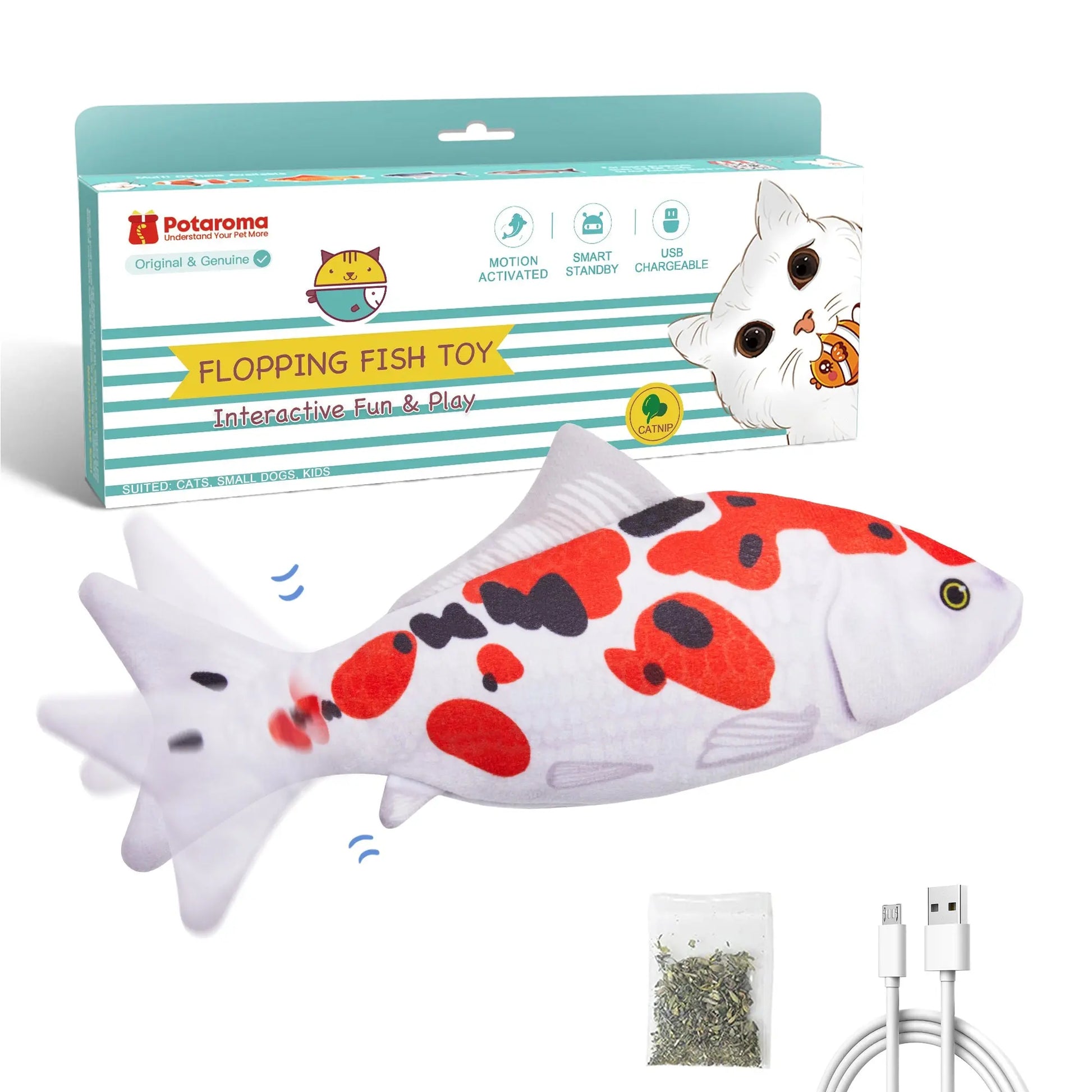 Cat Toys Flopping Fish with Silvervine and Catnip - Printsforpet