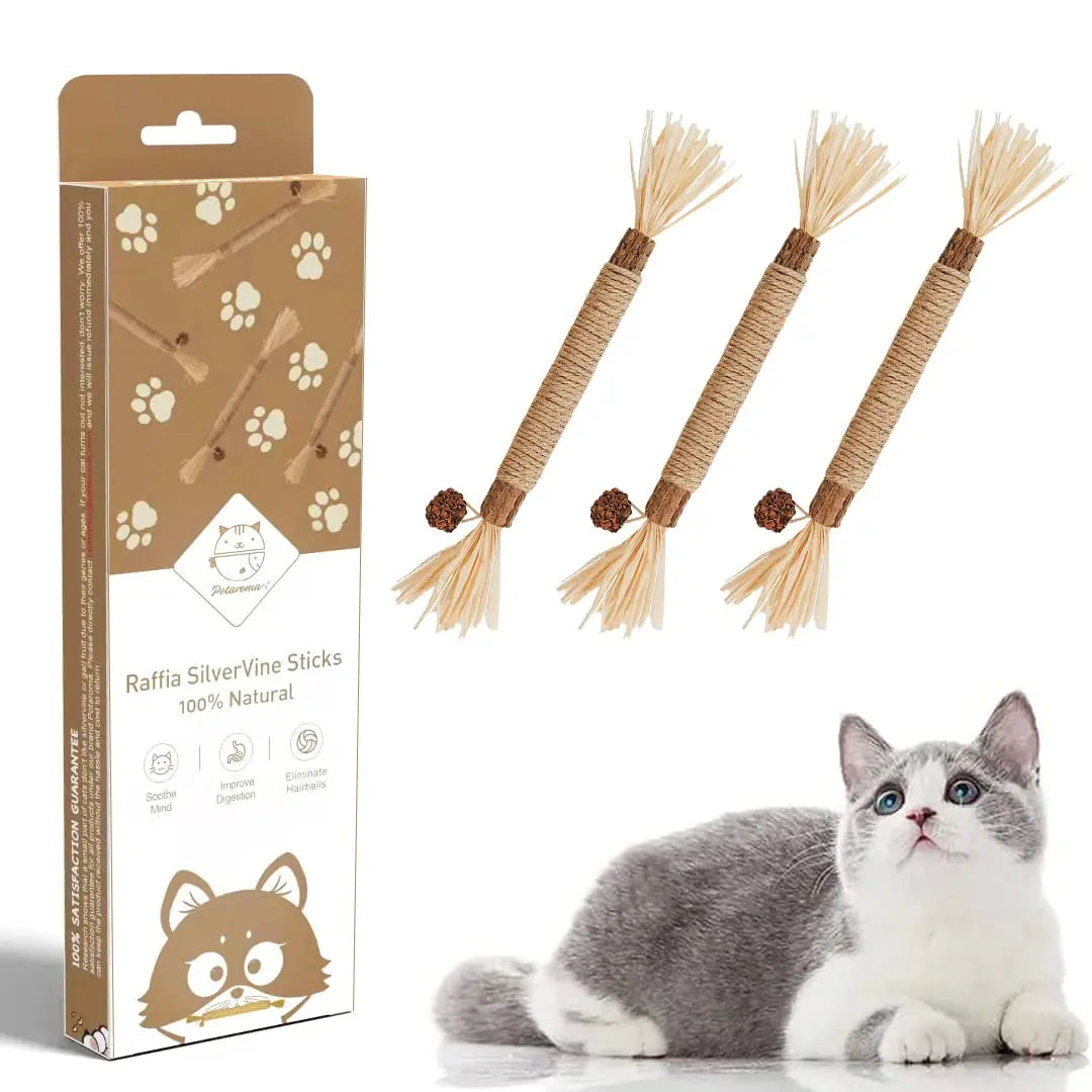 Natural Silvervine Sticks Cat Toys, Catmint Silvervine Blend Sticks - Printsforpet