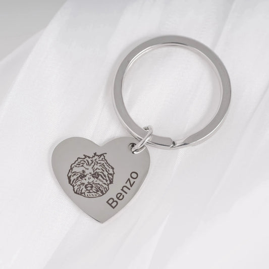 Personalized Pet Keychain Heart Pendant Printsforpet