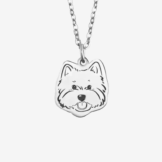 Sterling Silver Drawings Engraved Pet Portraits Custom Necklace Bracelet Pendant Ring Earrings Printsforpet